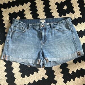 J Crew Factory Denim Shorts Roll Up Hem Liza Style E8819 Women's Size 28 Blue